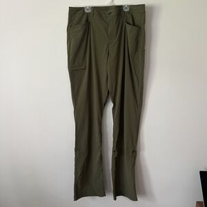 Eddie Bauer Hiking Pants Womens Size 16 Tall Olive Green Camping Roll Tab Pants